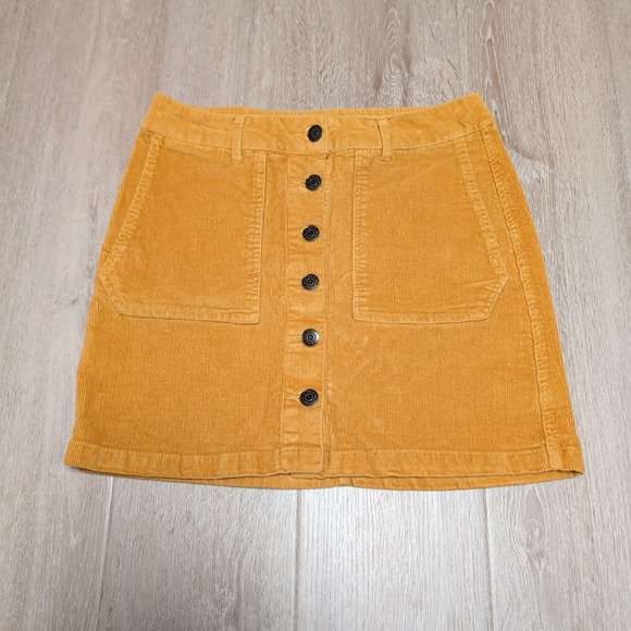 wild fable Dresses & Skirts - Wild Fable Corduroy Mini‎ Skirt Womens 12 Mustard Yellow Excellent Button Front